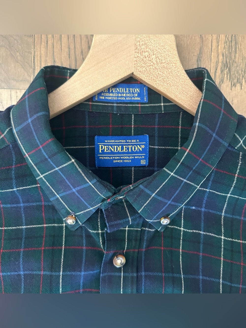 Pendleton Sir Pendleton Men's Worsted Wool Shirt in Hunting Tartan Green XL - Picture 3 of 13